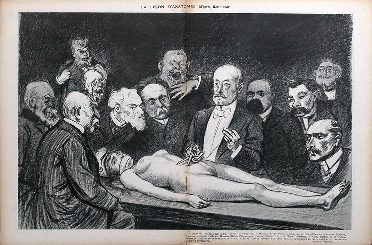 La leçon d'anatomie in Le Rire : journal humoristique n°231 , 7 juillet 1907
