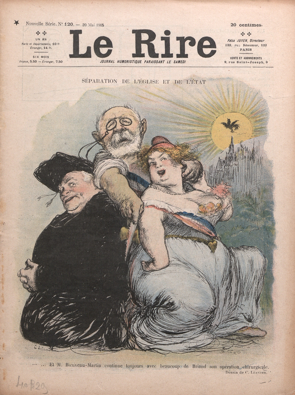 «Séparation de l'Église et de l'État» in Le Rire : journal humoristique, n°120, 20 mai 1905