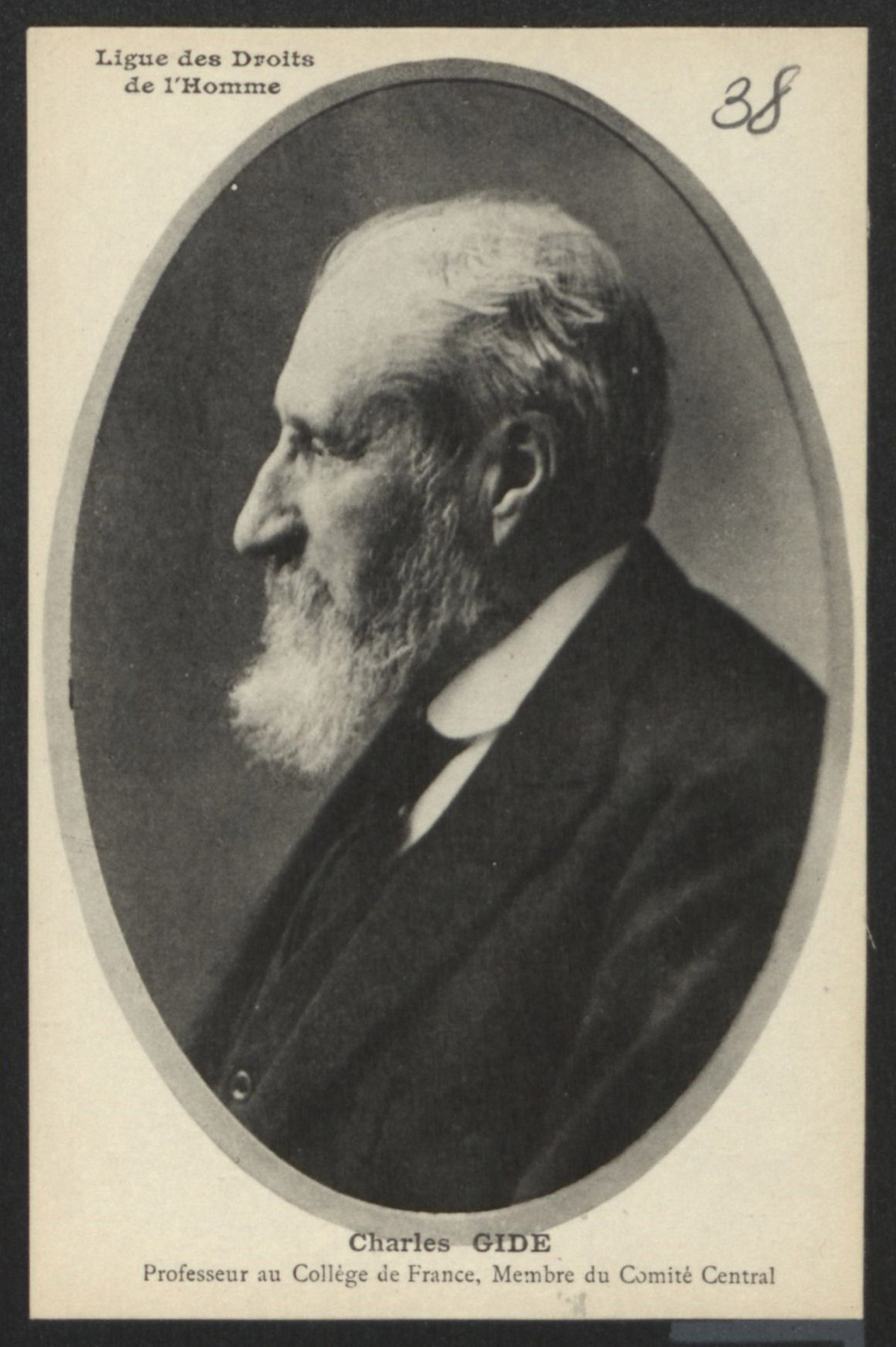 Portrait de Charles Gide, carte posale, s.d.