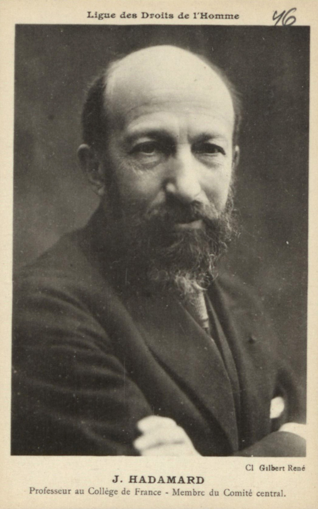 Portrait de Jacques Hadamard, carte postale, s.d.