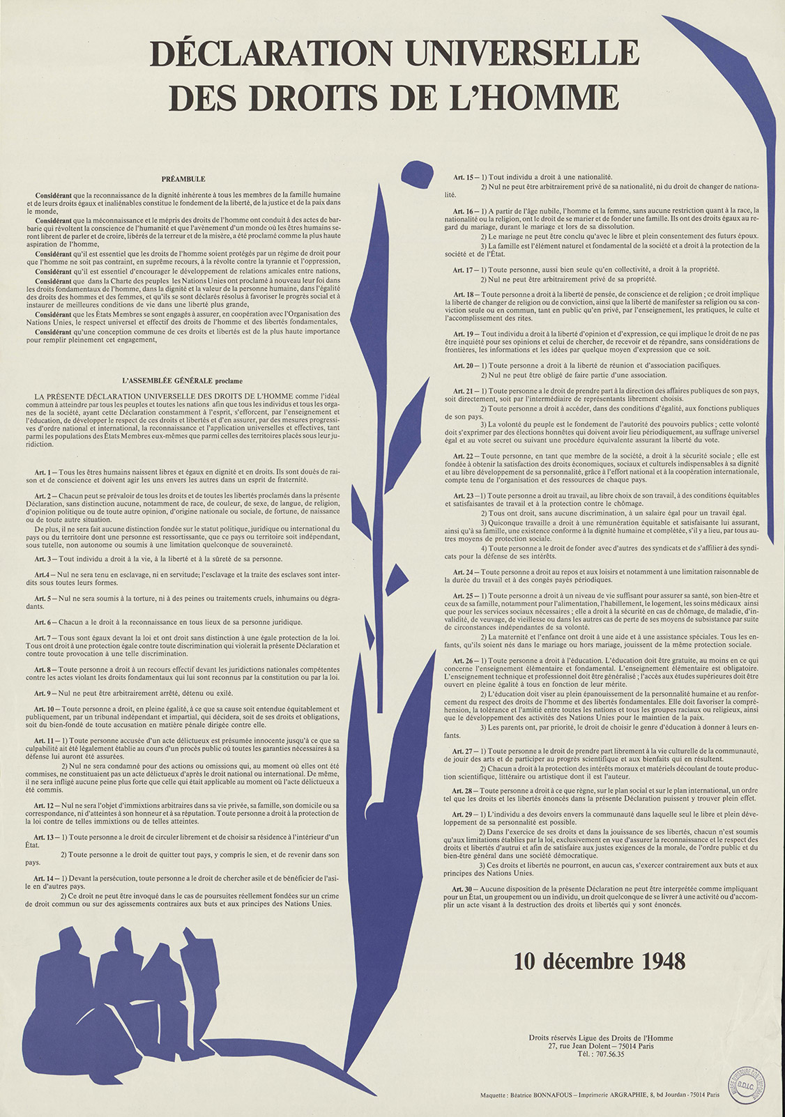 Déclaration universelle des droits de l'homme, affiche, 1948