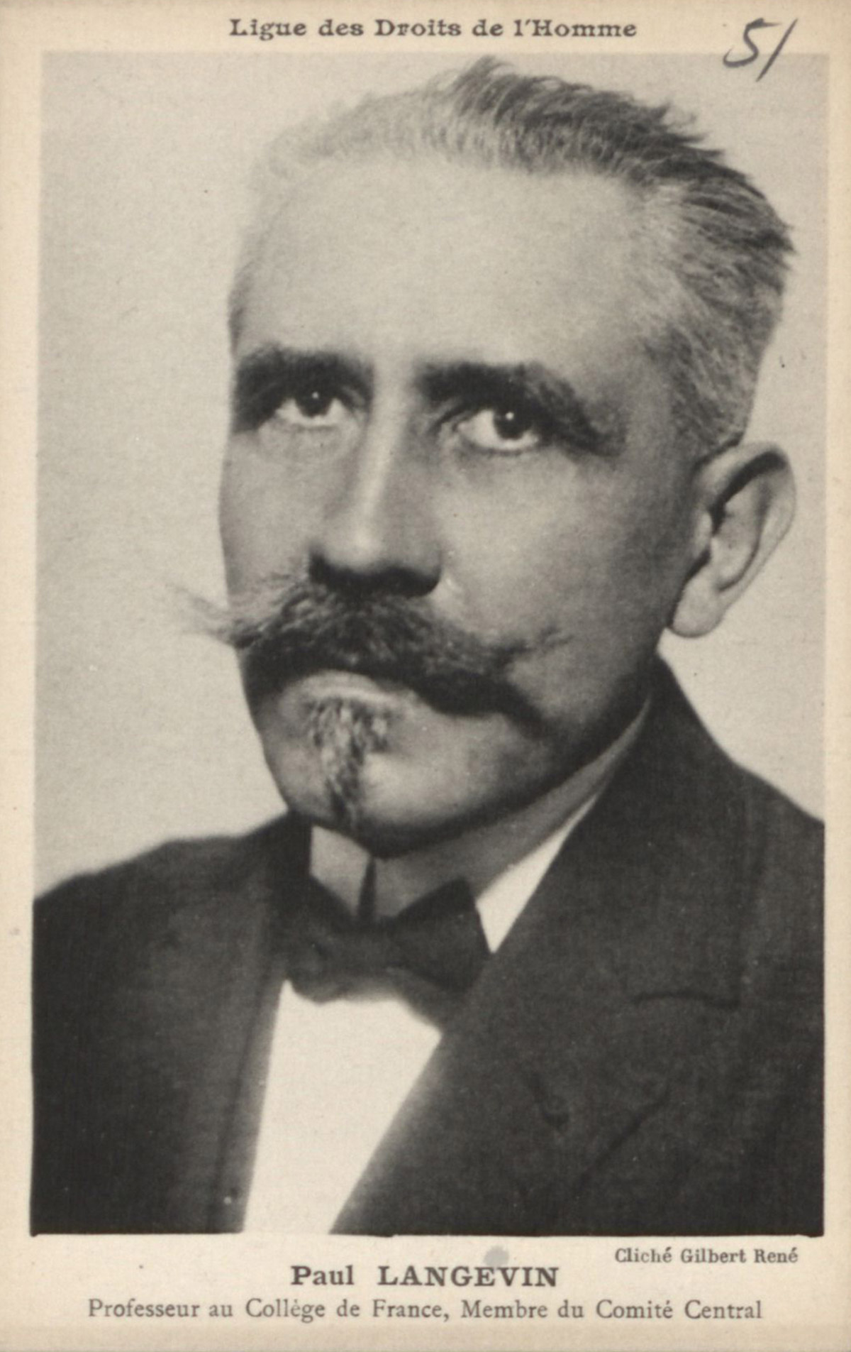 Portrait de Paul Langevin, carte postale, s.d.