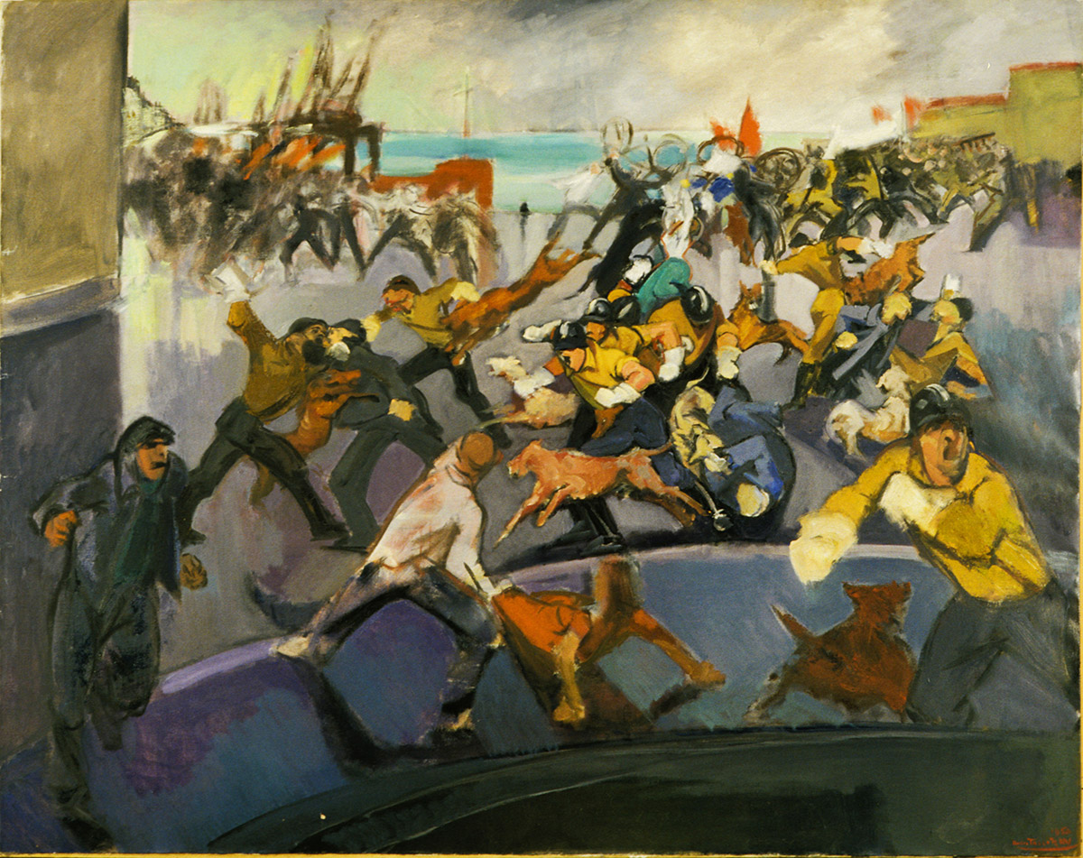 Grève de dockers à Port de Bouc, huile sur toile, 1950