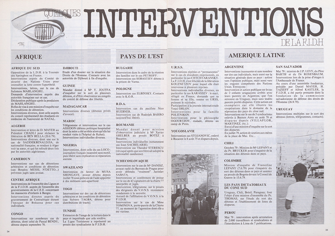 Quelques interventions de la FIDH, in Le cri des hommes, 1979