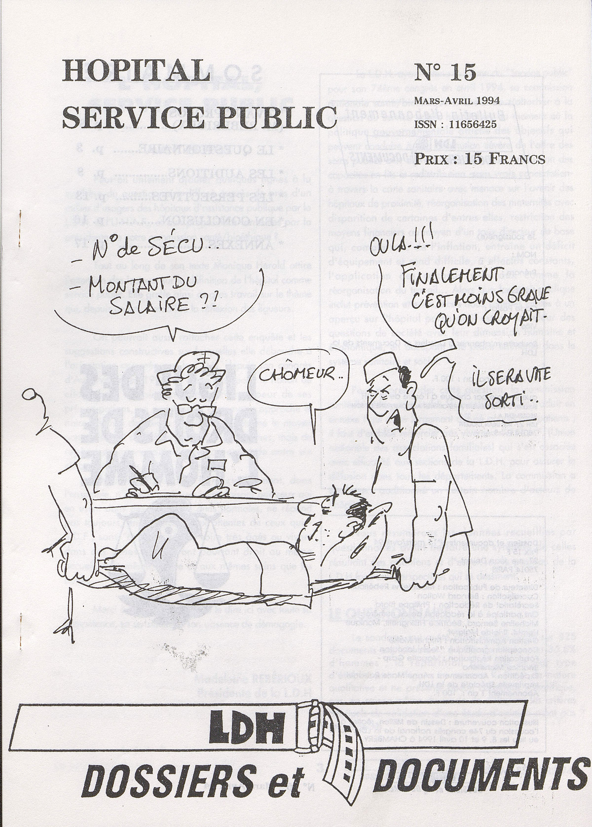 Hôpital et service public in LDH : dossiers et documents, n°15, mars-avril 1994